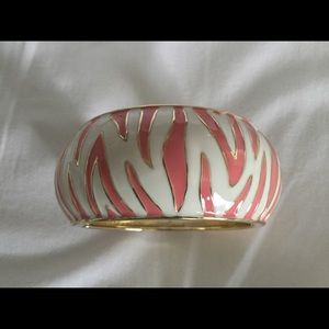 Pink and white zebra style hinged bracelet